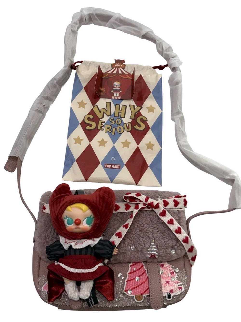 Plush Doll Crossbody Bag in Red & Pink - Why so serious